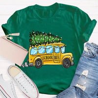 Festive Holiday Bus Driver Tee, School Bus Christmas Tree T-Shirt, Christmas Bus Graphic Shirt, Adorable Winter Xmas Tee, Teacher Holiday Present