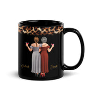 Gold Aesthetic Friendship Ceramic Mug, Best Friends Forever Leopard Print Mug, Soul Sister Coffee Mug, Birthday Christmas Present for BFF Women