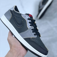Retro Low Top Sneakers, Black Gray Colorway, Lace Up Design, Casual Gift for Sneaker Fans