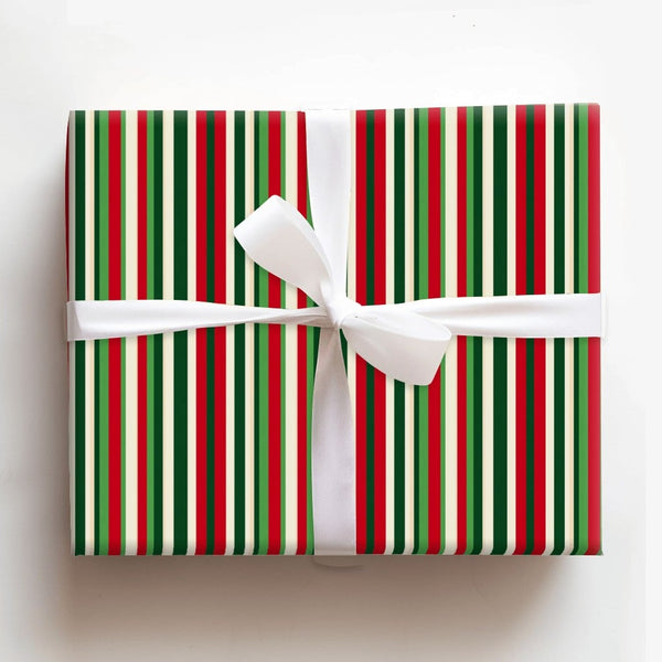 Vertical Striped Christmas Gift Wrap, Red and Green Stripe Wrapping Paper, Traditional Holiday Wrapping Paper, Festive Presen