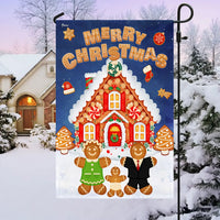 Holiday Gingerbread House Yard Flag, Gingerbread Merry Christmas Garden Flag, Double-Sided Winter Lawn Flag, Festive Seasonal Porch Decor