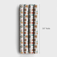 Watercolor Winter Town Gift Wrap, Gingerbread House Village Wrapping Paper, Festive Christmas Paper Roll, Adorable Holiday Wrapping Paper