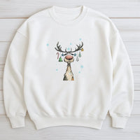 Ornament Antler Reindeer Crewneck, Christmas Reindeer Sweatshirt, Retro Holiday Deer Pullover, Adorable Xmas Present, Holiday Deer Sweatshirt