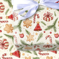 Christmas Gift Wrap Roll, Watercolor Candy Cane Wrapping Paper, Holiday Motif Paper, Festive Wrapping Paper, Xmas Present Packaging Paper