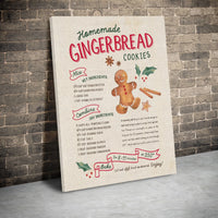 Watercolor Gingerbread Kitchen Poster, Gingerbread Cookie Recipe Canvas Art, Christmas Baking Wall Decor, Gingerbread Digital Download