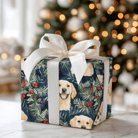 Watercolor Dog Holiday Gift Wrap, Golden Retriever Christmas Wrapping Paper, Dog Lover Xmas Wrapping Paper, Festive Pet Gift Wrapping Paper