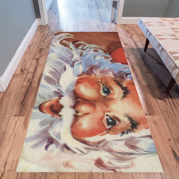 Retro Christmas Runner Rug, Vintage Santa Claus Runner Rug, Holiday Hallway Runner Rug, Festive Floor Runner Mat, Christmas H