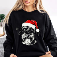 Adorable Santa Hat Dog Sweater, Schnauzer Christmas Sweatshirt, Festive Schnauzer Dog Sweatshirt, Pet Lover Holiday Crewneck, Schnauzer Present