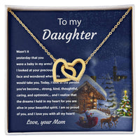 Sentimental Daughter Heart Necklace, To My Daughter Interlocking Hearts Necklace, Love Daughter Necklace, Birthday or Christmas Jewelry Present