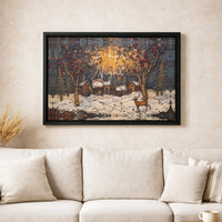 Winter Village Deer Canvas Wall Art, O Holy Night Canvas Print, Religious Christmas Holiday Wall Decor, Christian Seasonal Home Present