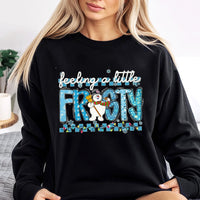 Adorable Snowman Graphic Crewneck, Feeling A Little Frosty Sweatshirt, Humorous Winter Holiday Sweater, Comfy Christmas Pullover for Women Men