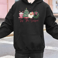 Tis the Season Christmas Hoodie, Retro Santa Claus Christmas Hoodie, Holiday Santa Graphic Sweatshirt, Festive Xmas Hoodie, Winter Present