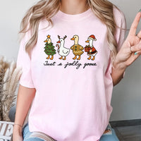 Humorous Holiday Goose Duck Tee, Jolly Goose Christmas T-Shirt, Adorable Festive Goose Graphic Shirt, Retro Xmas Goose Lover Tee, Holiday Fan Present