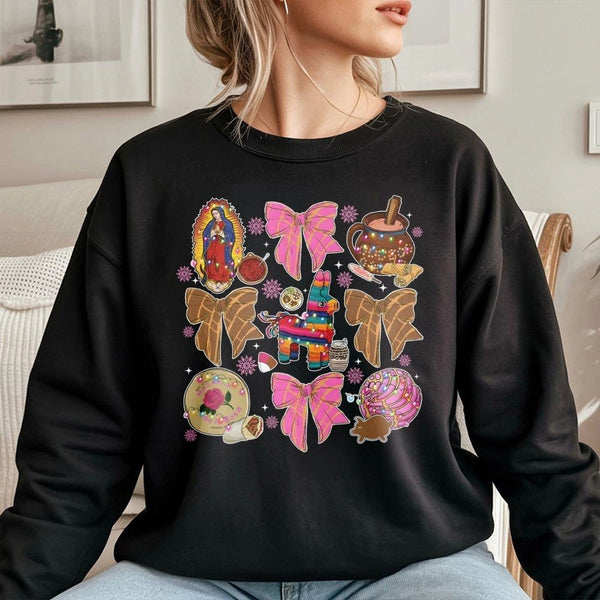 Coquette Pinata Holiday Sweater, Mexican Christmas Sweatshirt, Adorable Festive Christmas Crewneck, Mexican Xmas Aesthetic Pu