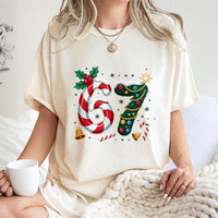 Candy Cane Holiday Tree Shirt, Number 67 Christmas T-Shirt, Festive Number Graphic Tee, Winter Birthday T-Shirt, Xmas Holiday Present Shirt