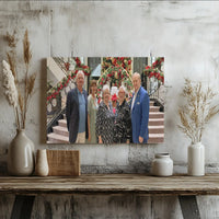 Christmas Holiday Portrait Wall Art, Custom Family Photo Horizontal Canvas, Personalized Group Picture Print, Grandparents Present