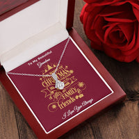 Alluring Beauty Ribbon Pendant Necklace, Grandma Christmas Necklace, 14k White Gold Holiday Jewelry, Sentimental Present for Grandmother