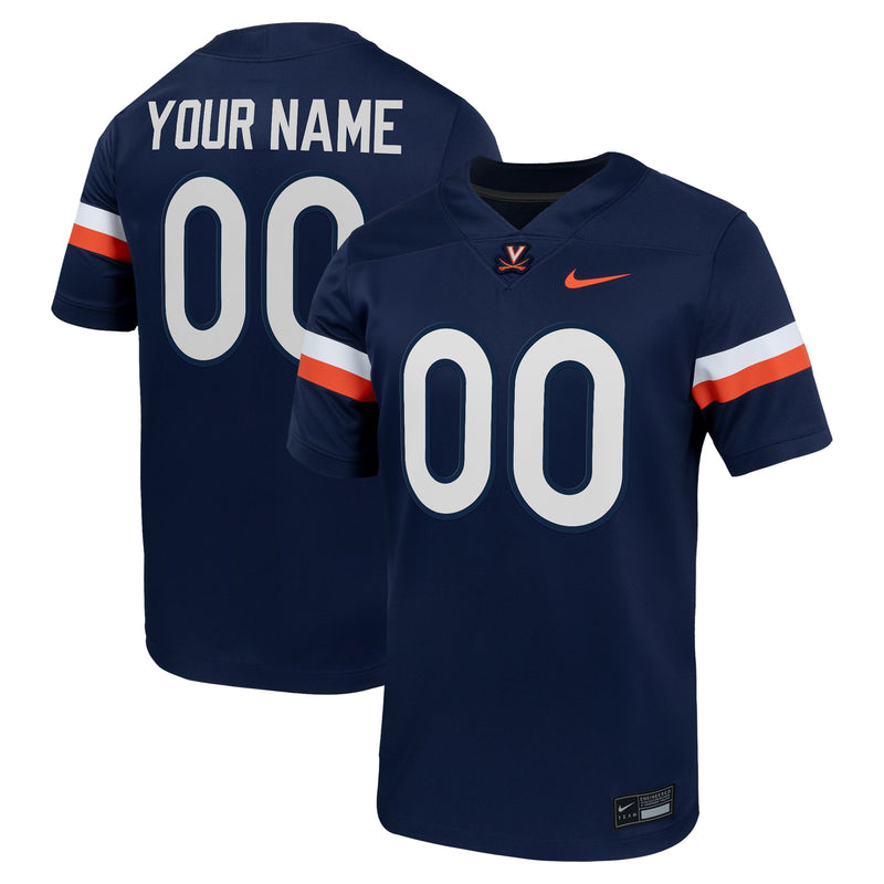 Virginia Cavaliers Custom Football Game Jersey - Navy