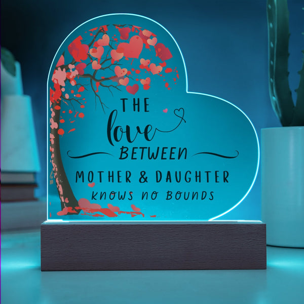 Mother Daughter Heart Plaque, Tree of Life Acrylic Heart Plaque, Lighted LED Heart Plaque, Christmas Present for Mom, Birthda