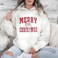 Vintage Distressed Santa Hooded Sweatshirt, Merry Christmas Santa Hoodie, Retro Christmas Hoodie, Adorable Holiday Pullover, Xmas Present Hoodie