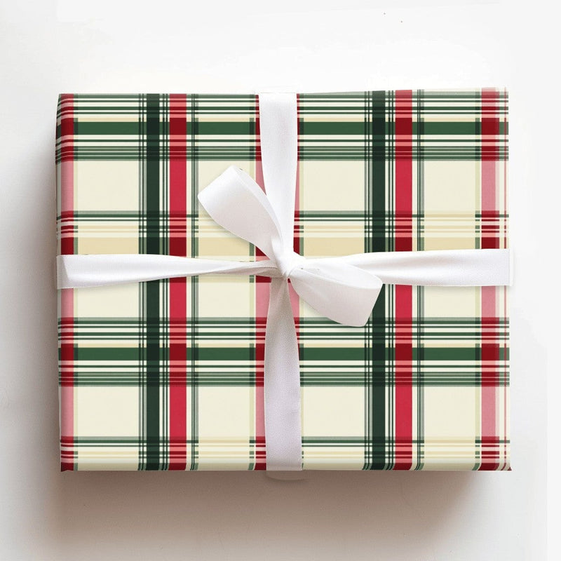 Red and Green Holiday Gift Wrap, Tartan Plaid Christmas Wrapping Paper, Traditional Plaid Gift Wrapping Paper, Winter Hostess Present Wrap