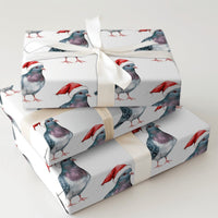 Humorous Holiday Bird Gift Wrap, Santa Pigeon Christmas Wrapping Paper, Quirky Urban Animal Wrapping Paper, Novelty Xmas Gift Wrap Roll