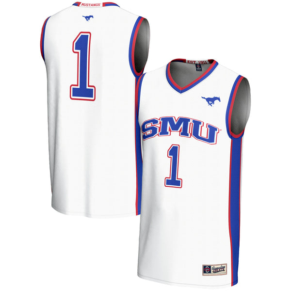 #1 SMU Mustangs Lightweight Basketball Jersey - White