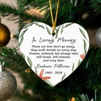 Personalized Memorial Ceramic Ornament, In Loving Memory Heart Ornament, Sympathy Loss of Loved One Keepsake, Christmas Tree Ornament Present