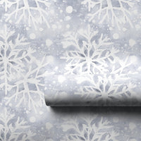 Watercolor Blue and White Christmas Gift Wrap, Winter Snowflake Wrapping Paper, Elegant Festive Wrapping Paper Roll, Holiday Present Paper