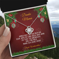 Mom Love Knot Necklace, Danke Mama Love Knot Necklace, German Mother Pendant Necklace, 18k Gold Jewelry, Christmas Present from Daughter Son