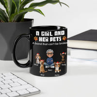 Adorable Dog Mom Ceramic Coffee Mug, A Girl and Her Pets Christmas Mug, Holiday Pet Lover Tea Cup, Xmas Cartoon Coffee Cup Present for Her