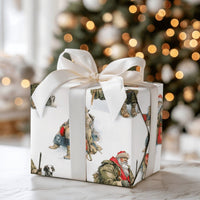 Rugged Hunter Christmas Gift Wrap, Hunting Santa Claus with Dog Wrapping Paper, Winter Hunting Wrapping Paper Roll, Sportsman Present Wrap