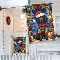 Santa Hat Holiday Dog Flag, Black Cocker Spaniel Christmas Garden Flag, Double-Sided Winter Pet Garden Flag, Cocker Spaniel Lover Present
