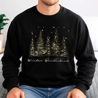Pine Tree Forest Sweatshirt, Winter Wonderland Sweatshirt, Christmas Nature Graphic Crewneck, Comfy Holiday Sweater, Winter Forest Sweatshirt