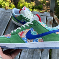 Low Top Sneakers, Green Blue Colorway, Lace Up Design, Casual Gift for Sneaker Fans