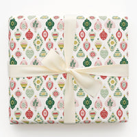 Retro Christmas Ornament Gift Wrap, Vintage Ornament Wrapping Paper, Festive Xmas Ornament Wrapping Paper, Colorful Holiday Wrapping Paper
