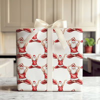 Fit Santa Christmas Wrapping Paper, Muscular Yoga Santa Wrapping Paper, Humorous Holiday Gift Wrap, Yogi Fitness Lover Gift Wrapping Paper Roll