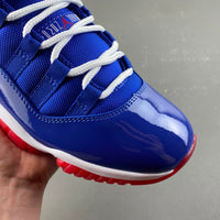 Low Top Sneakers, Royal Blue White Red Colorway, Patent Leather Footwear, Lace Up Design, Casual Gift for Sneaker Fans
