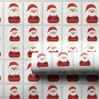 Buffalo Plaid Santa Claus Gift Wrap, Cartoon Santa Wrapping Paper, Adorable Santa Grid Christmas Wrapping Paper, Holiday Gift Wrap Roll