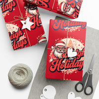 Cool Santa Claus Christmas Gift Wrap, Sleigh the Holidays Wrapping Paper, Retro Xmas Holiday Wrapping Paper Roll