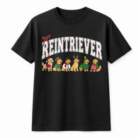 Humorous Santa Dog Tee, Reintriever Golden Retriever Christmas Shirt, Varsity Dog Lover T-Shirt, Holiday Golden Retriever Shirt, Xmas Present
