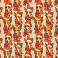 Adorable Dog Holiday Gift Wrap Roll, Santa Hat Basenji Christmas Wrapping Paper, Festive Puppy Present Paper, Dog Lover Xmas Wrapping Paper