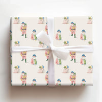 Blue Helmet Santa Gift Wrap, Watercolor Santa Claus Wrapping Paper, Whimsical Christmas Wrapping Paper, Fun Holiday Present Wrapping Paper