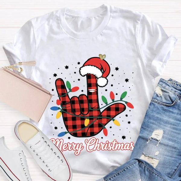 Festive Holiday Lights Shirt, Christmas Santa Hats and Lights T-Shirt, Adorable Xmas Graphic Tee, Comfy Winter Holiday Shirt,