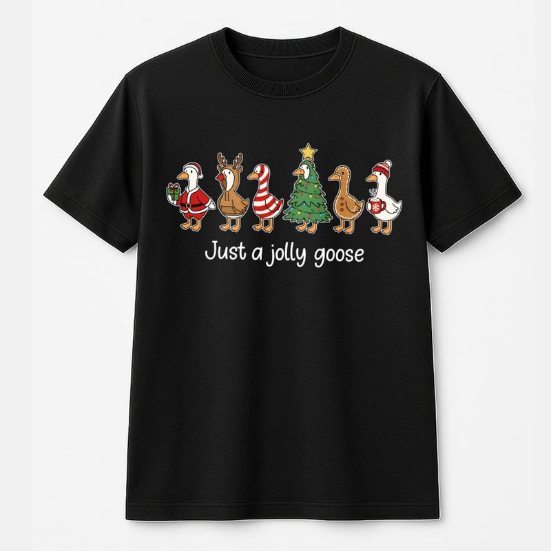 Humorous Holiday Goose Tee, Jolly Goose Christmas T-Shirt, Adorable Goose Santa Shirt, Festive Xmas Animal Tee, Christmas Fan Present for Men Women