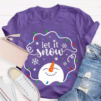 Let It Snow Holiday Graphic Tee, Christmas Lights Snowflakes Snowmen Shirt, Winter Wonderland T-Shirt, Festive Xmas Tee, Adorable Christmas Present