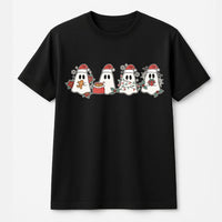 Spooky Santa Christmas Graphic Tee, Adorable Christmas Ghost T-Shirt, Holiday Spirits Ghost Shirt, Retro Christmas Ghost T-Shirt, Festive Present