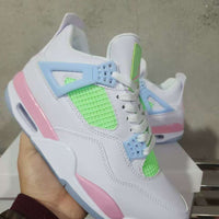 Mid Top Sneakers, White Pink Green Colorway, Valentine Design, Lace Up Design, Casual Gift for Sneaker Fans