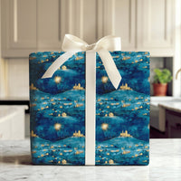 Nativity Christmas Gift Wrap, Starry Night Bethlehem Wrapping Paper, Watercolor Religious Holiday Wrapping Paper, Christian Faith Gift Wrap