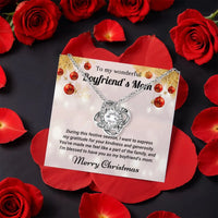 Future Mother in Law Knot Necklace, Boyfriend's Mom Love Knot Necklace, CZ Crystal Pendant Necklace, Christmas Rose Box Jewelry
